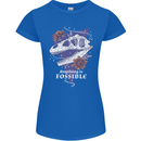 Fossible Funny Fossil Paleontology Dinosaur Womens Petite Cut T-Shirt Royal Blue