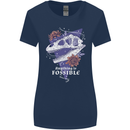 Fossible Funny Fossil Paleontology Dinosaur Womens Wider Cut T-Shirt Navy Blue