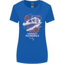 Fossible Funny Fossil Paleontology Dinosaur Womens Wider Cut T-Shirt Royal Blue
