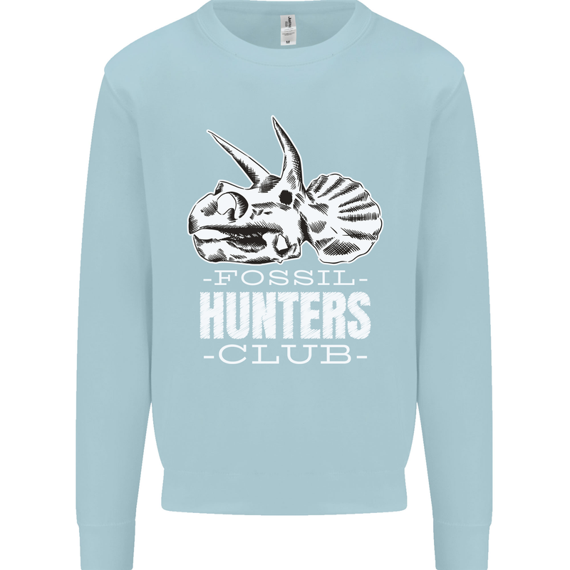 Fossil Hunters Club Palaeontologist Dinosaurs Kids Sweatshirt Jumper Light Blue