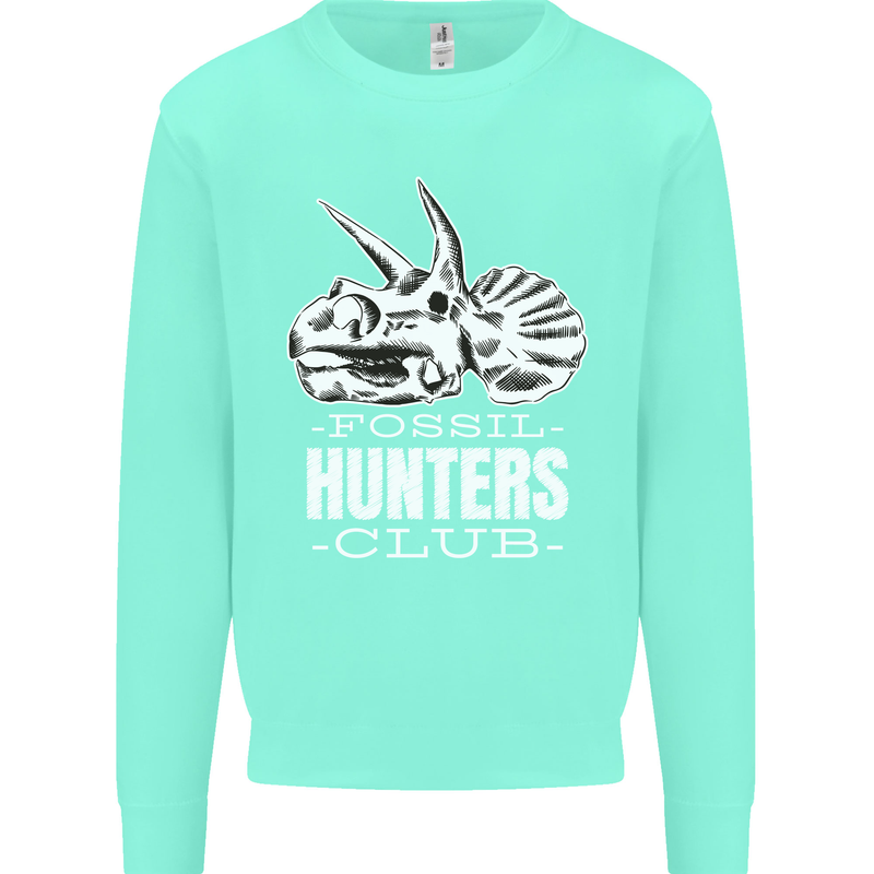 Fossil Hunters Club Palaeontologist Dinosaurs Kids Sweatshirt Jumper Peppermint