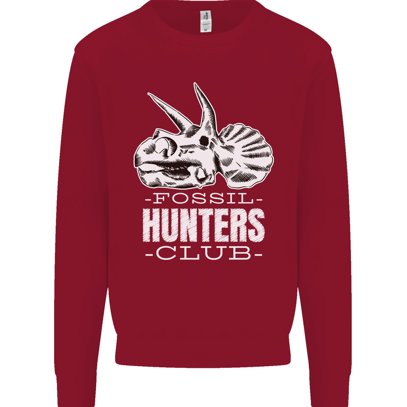 Fossil Hunters Club Palaeontologist Dinosaurs Kids Sweatshirt Jumper Red