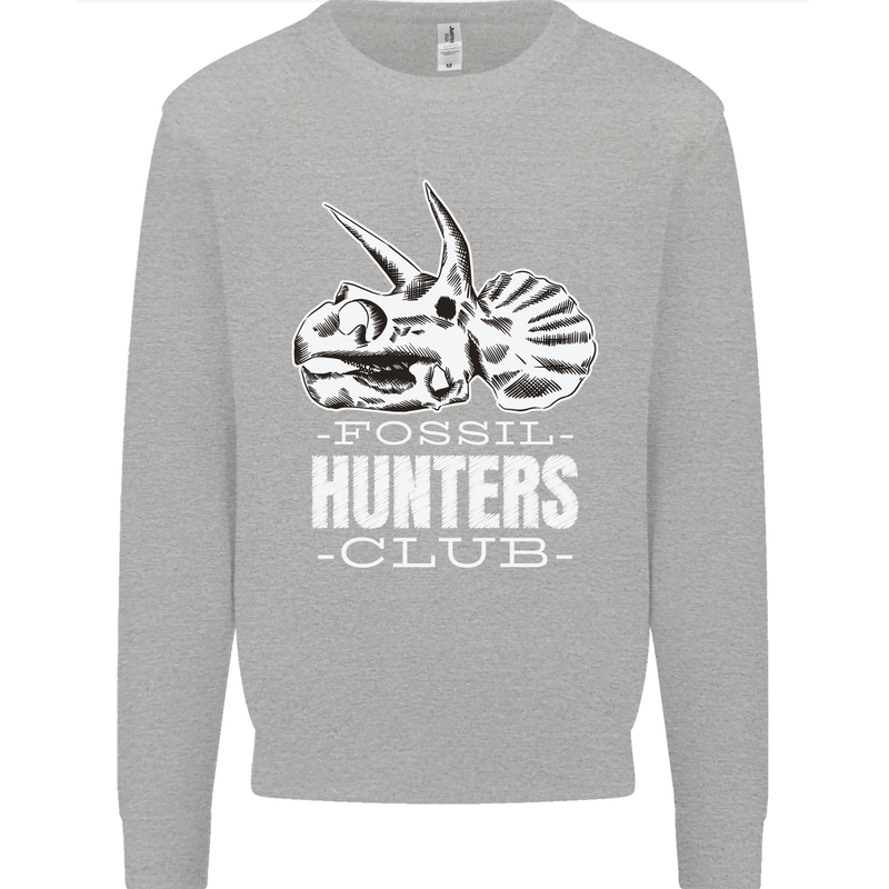 Fossil Hunters Club Palaeontologist Dinosaurs Kids Sweatshirt Jumper Sports Grey