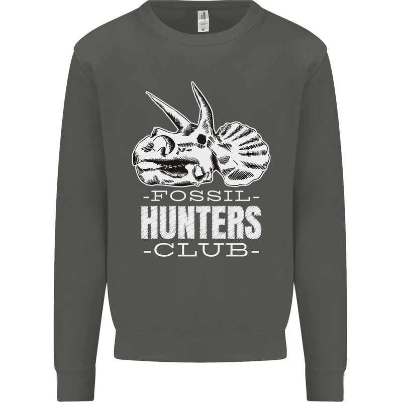 Fossil Hunters Club Palaeontologist Dinosaurs Kids Sweatshirt Jumper Storm Grey