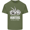Fossil Hunters Club Palaeontologist Dinosaurs Mens Cotton T-Shirt Tee Top Military Green