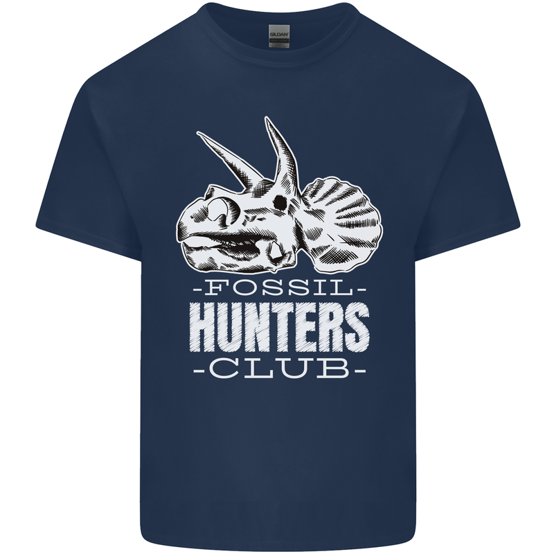 Fossil Hunters Club Palaeontologist Dinosaurs Mens Cotton T-Shirt Tee Top Navy Blue