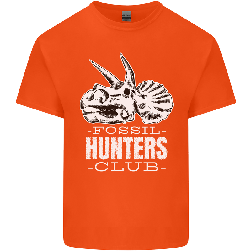 Fossil Hunters Club Palaeontologist Dinosaurs Mens Cotton T-Shirt Tee Top Orange