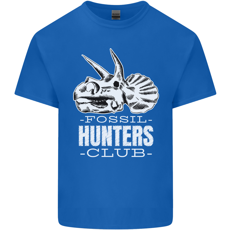 Fossil Hunters Club Palaeontologist Dinosaurs Mens Cotton T-Shirt Tee Top Royal Blue