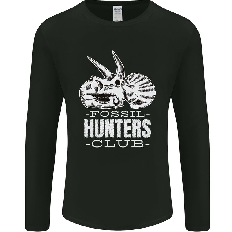 Fossil Hunters Club Palaeontologist Dinosaurs Mens Long Sleeve T-Shirt Black