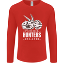 Fossil Hunters Club Palaeontologist Dinosaurs Mens Long Sleeve T-Shirt Red