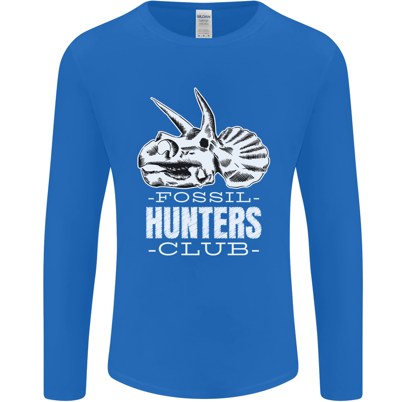 Fossil Hunters Club Palaeontologist Dinosaurs Mens Long Sleeve T-Shirt Royal Blue