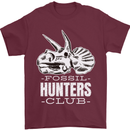 Fossil Hunters Club Palaeontologist Dinosaurs Mens T-Shirt 100% Cotton Maroon
