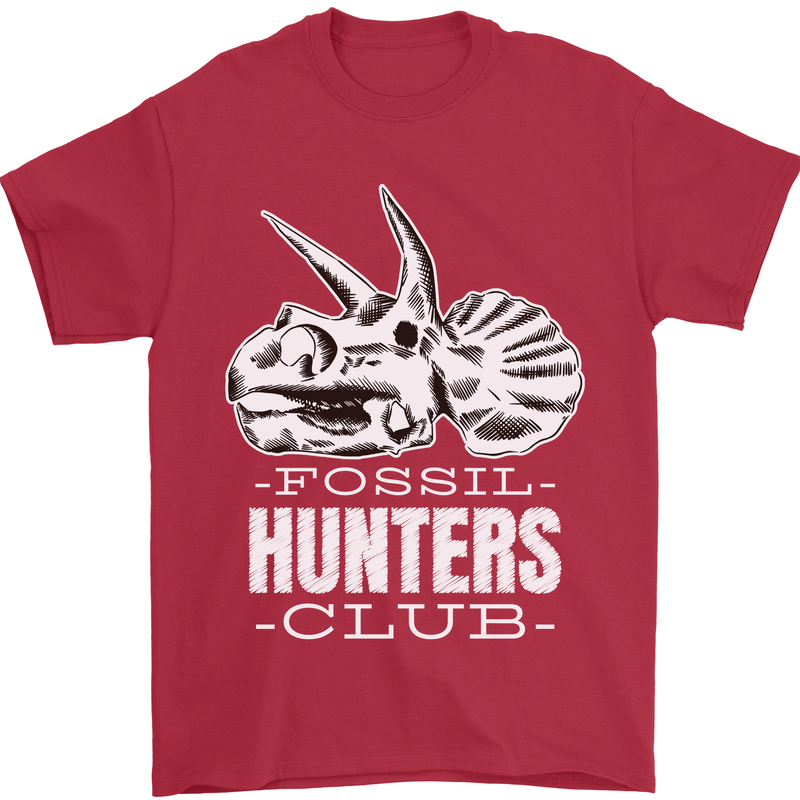 Fossil Hunters Club Palaeontologist Dinosaurs Mens T-Shirt 100% Cotton Red