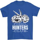 Fossil Hunters Club Palaeontologist Dinosaurs Mens T-Shirt 100% Cotton Royal Blue