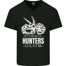 Fossil Hunters Club Palaeontologist Dinosaurs Mens V-Neck Cotton T-Shirt Black