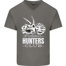 Fossil Hunters Club Palaeontologist Dinosaurs Mens V-Neck Cotton T-Shirt Charcoal