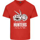 Fossil Hunters Club Palaeontologist Dinosaurs Mens V-Neck Cotton T-Shirt Red