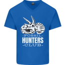 Fossil Hunters Club Palaeontologist Dinosaurs Mens V-Neck Cotton T-Shirt Royal Blue