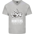 Fossil Hunters Club Palaeontologist Dinosaurs Mens V-Neck Cotton T-Shirt Sports Grey