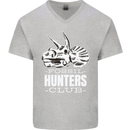 Fossil Hunters Club Palaeontologist Dinosaurs Mens V-Neck Cotton T-Shirt Sports Grey