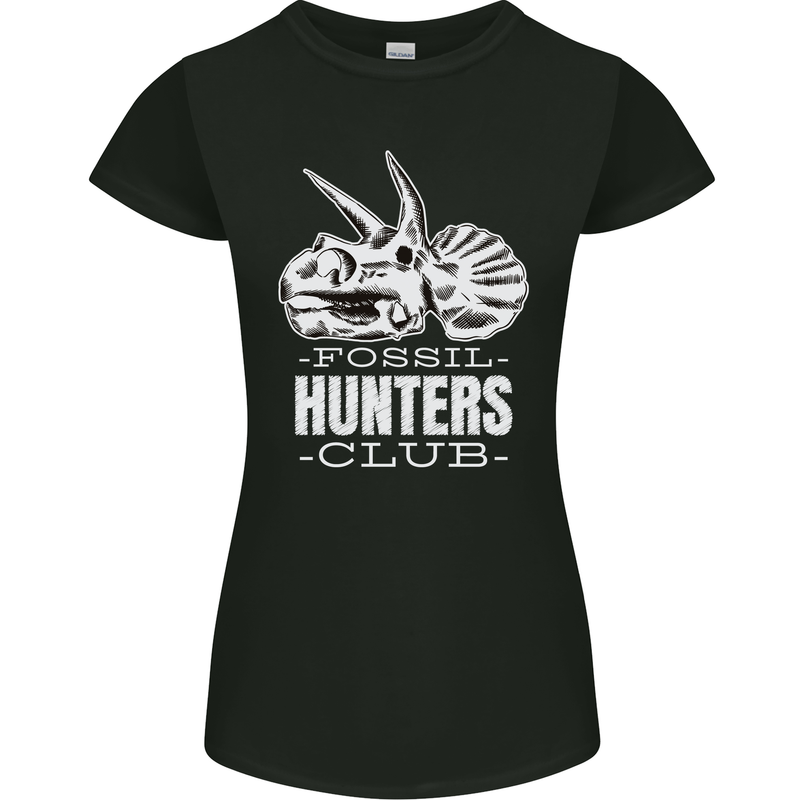 Fossil Hunters Club Palaeontologist Dinosaurs Womens Petite Cut T-Shirt Black