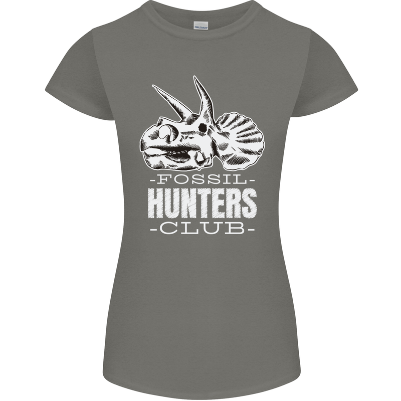 Fossil Hunters Club Palaeontologist Dinosaurs Womens Petite Cut T-Shirt Charcoal