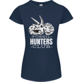 Fossil Hunters Club Palaeontologist Dinosaurs Womens Petite Cut T-Shirt Navy Blue