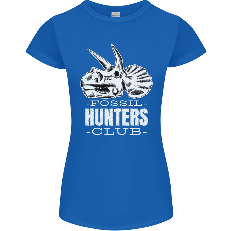 Fossil Hunters Club Palaeontologist Dinosaurs Womens Petite Cut T-Shirt Royal Blue