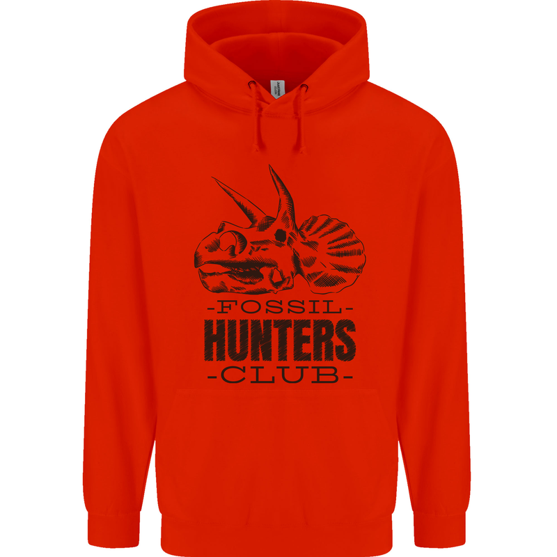 Fossil Hunters Club Paleontology Dinosaurs Childrens Kids Hoodie Bright Red