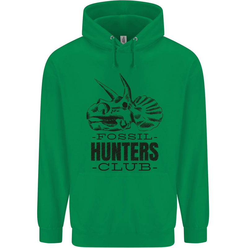 Fossil Hunters Club Paleontology Dinosaurs Childrens Kids Hoodie Irish Green