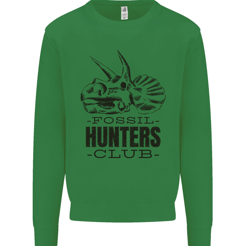Fossil Hunters Club Paleontology Dinosaurs Kids Sweatshirt Jumper Irish Green