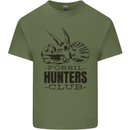 Fossil Hunters Club Paleontology Dinosaurs Mens Cotton T-Shirt Tee Top Military Green