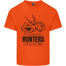 Fossil Hunters Club Paleontology Dinosaurs Mens Cotton T-Shirt Tee Top Orange