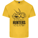 Fossil Hunters Club Paleontology Dinosaurs Mens Cotton T-Shirt Tee Top Yellow