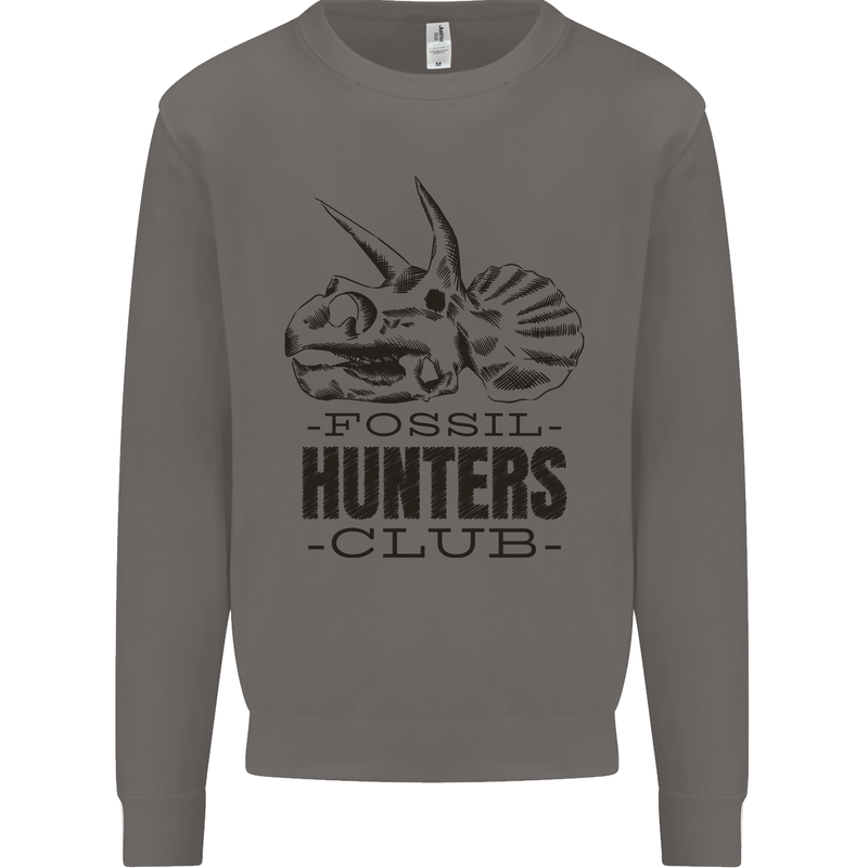 Fossil Hunters Club Paleontology Dinosaurs Mens Sweatshirt Jumper Charcoal