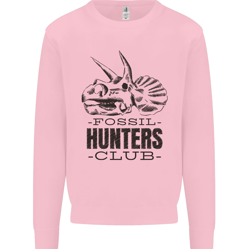 Fossil Hunters Club Paleontology Dinosaurs Mens Sweatshirt Jumper Light Pink