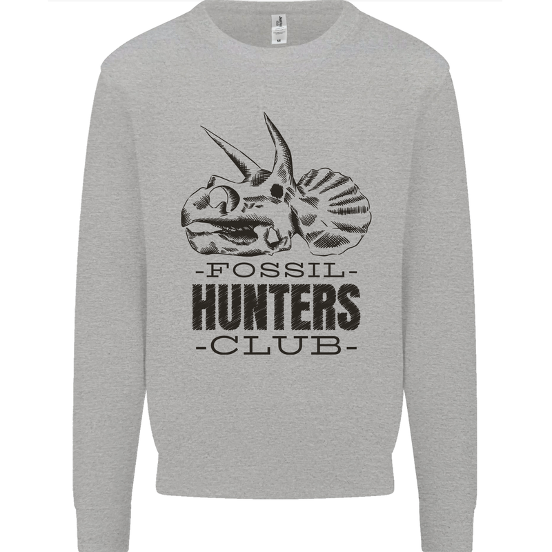 Fossil Hunters Club Paleontology Dinosaurs Mens Sweatshirt Jumper Sports Grey