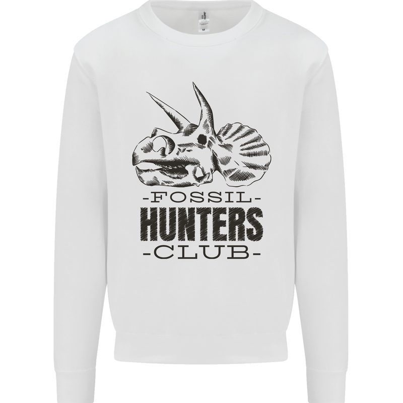 Fossil Hunters Club Paleontology Dinosaurs Mens Sweatshirt Jumper White