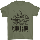 Fossil Hunters Club Paleontology Dinosaurs Mens T-Shirt 100% Cotton Military Green