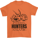 Fossil Hunters Club Paleontology Dinosaurs Mens T-Shirt 100% Cotton Orange