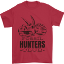 Fossil Hunters Club Paleontology Dinosaurs Mens T-Shirt 100% Cotton Red