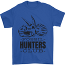Fossil Hunters Club Paleontology Dinosaurs Mens T-Shirt 100% Cotton Royal Blue