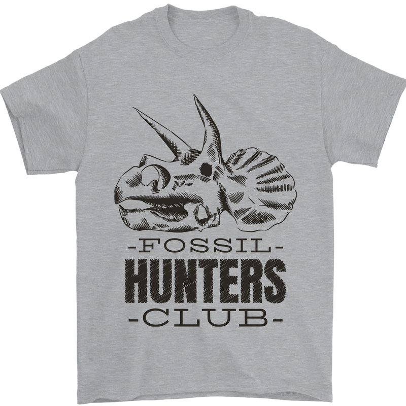 Fossil Hunters Club Paleontology Dinosaurs Mens T-Shirt 100% Cotton Sports Grey
