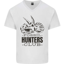Fossil Hunters Club Paleontology Dinosaurs Mens V-Neck Cotton T-Shirt White