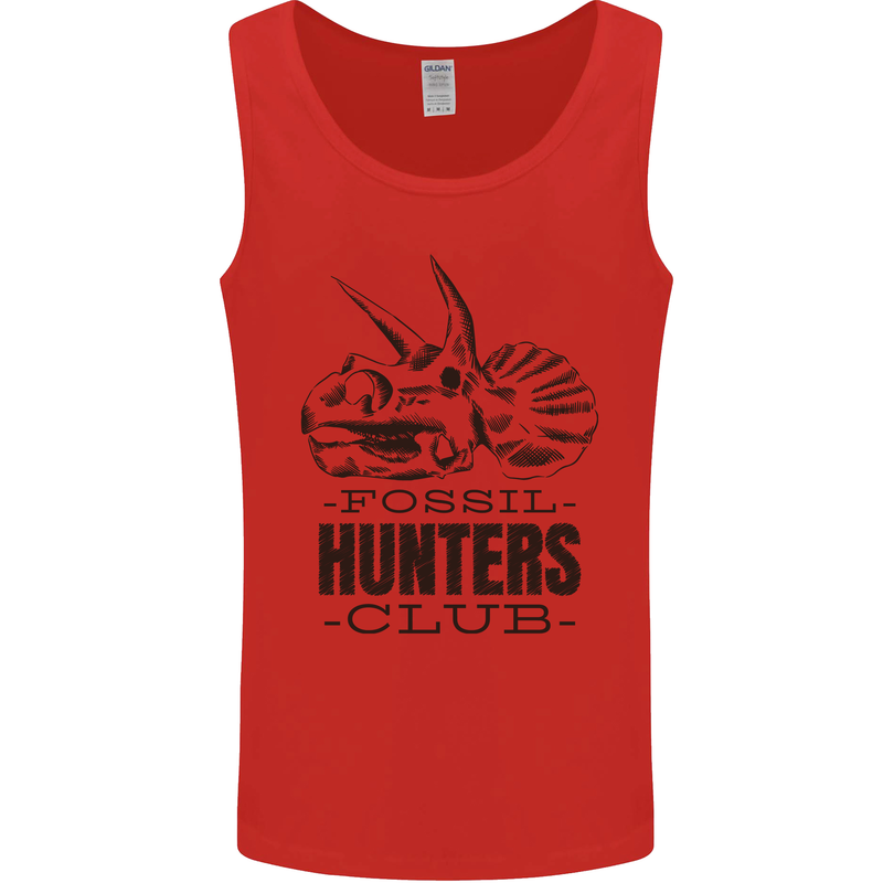 Fossil Hunters Club Paleontology Dinosaurs Mens Vest Tank Top Red