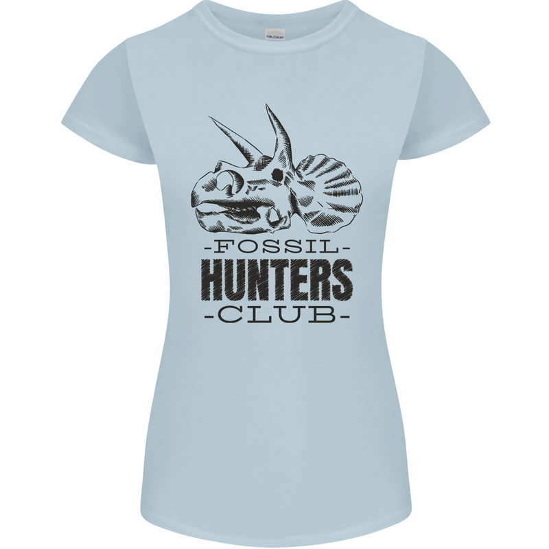 Fossil Hunters Club Paleontology Dinosaurs Womens Petite Cut T-Shirt Light Blue
