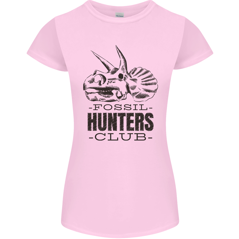 Fossil Hunters Club Paleontology Dinosaurs Womens Petite Cut T-Shirt Light Pink