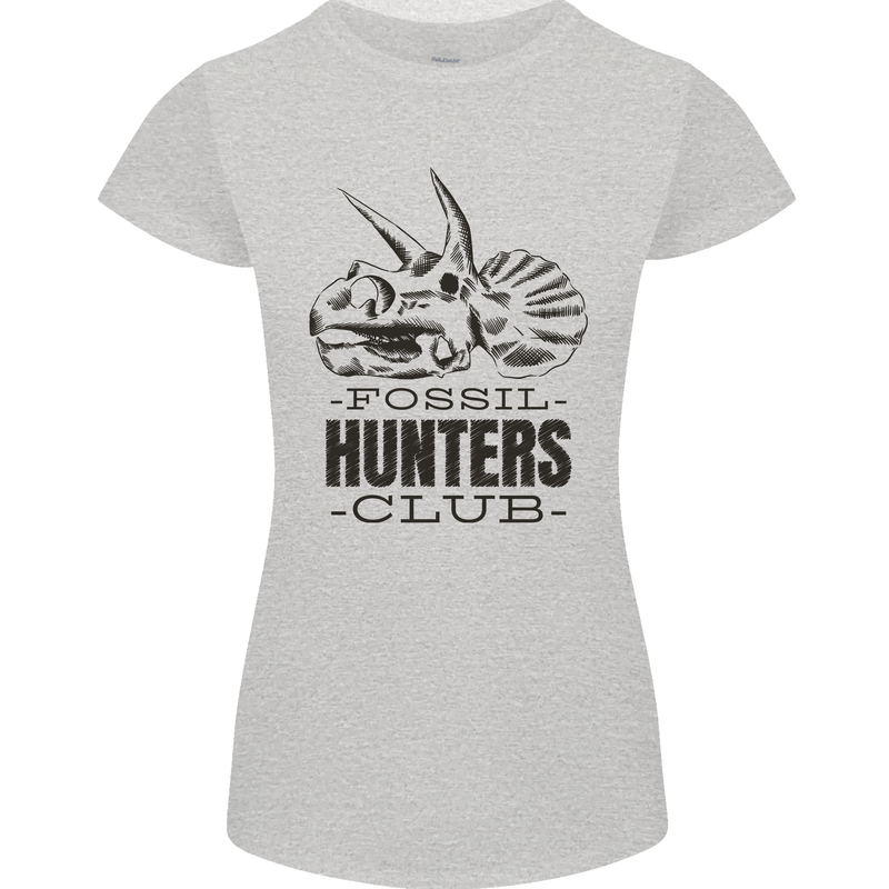 Fossil Hunters Club Paleontology Dinosaurs Womens Petite Cut T-Shirt Sports Grey