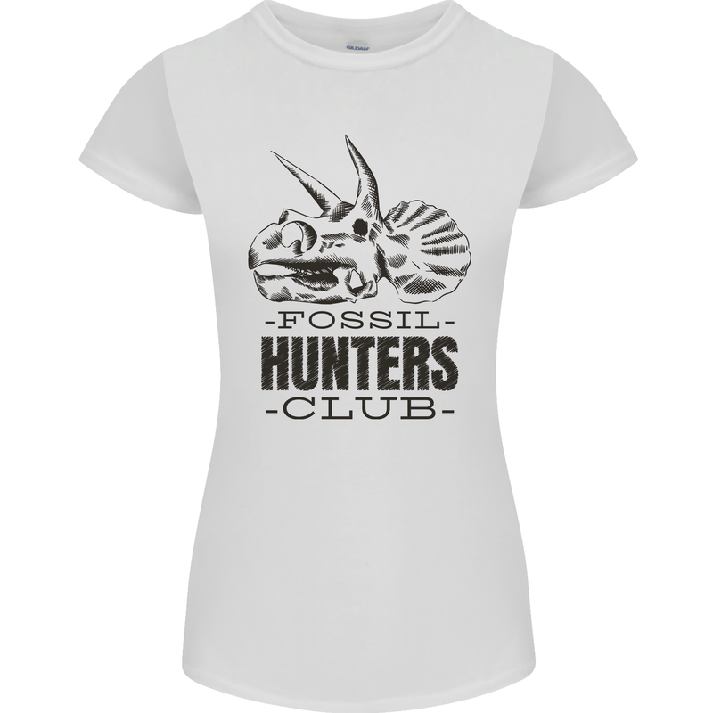 Fossil Hunters Club Paleontology Dinosaurs Womens Petite Cut T-Shirt White
