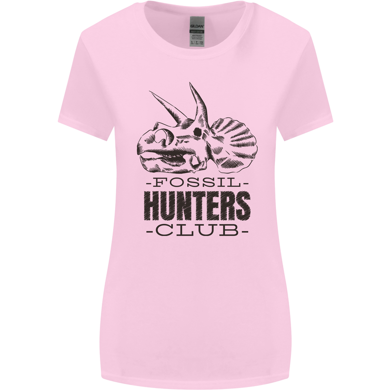 Fossil Hunters Club Paleontology Dinosaurs Womens Wider Cut T-Shirt Light Pink